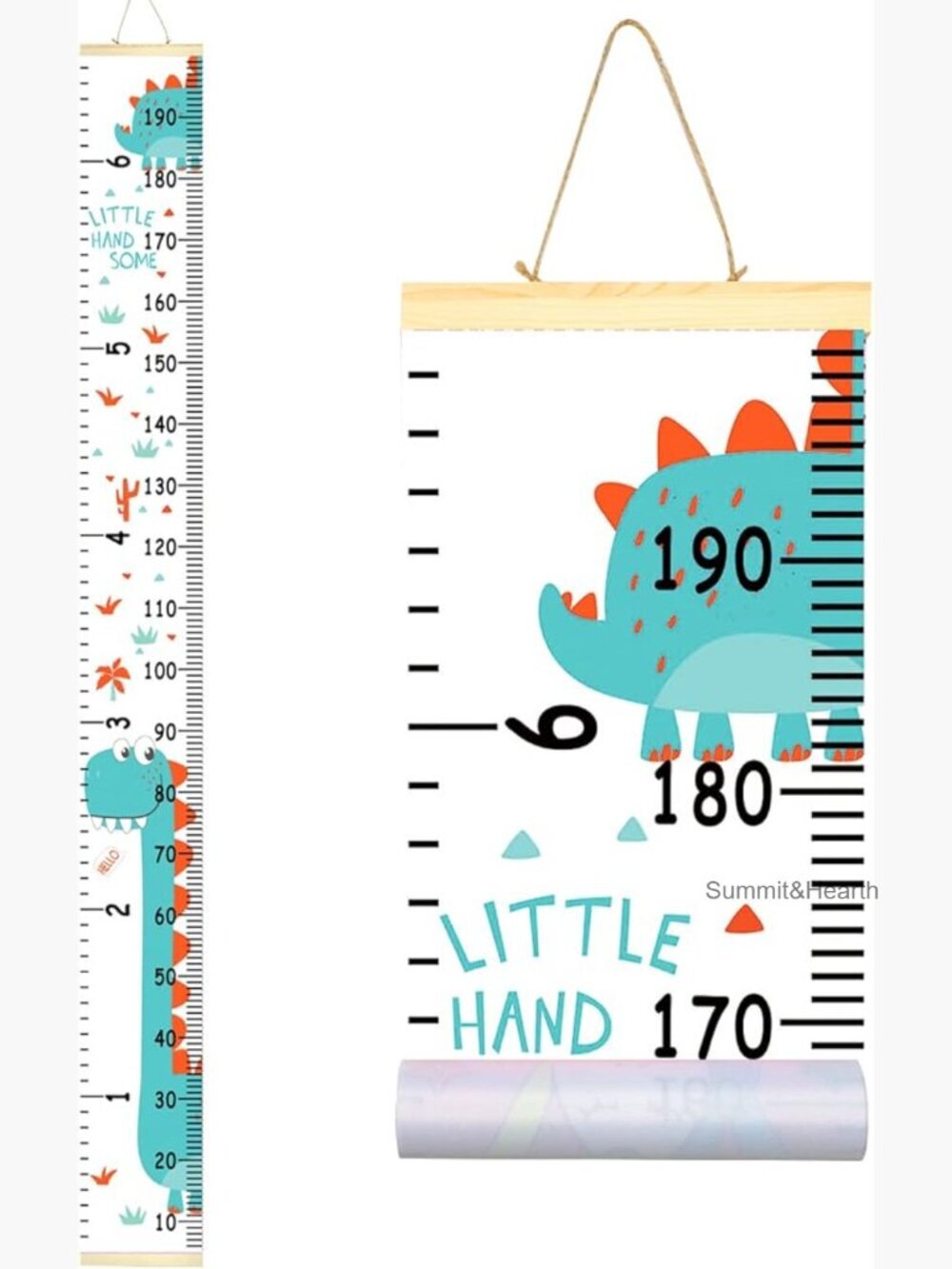 79 Inch Kids Growth Chart Wood Frame Canvas Fabric Height Measure Ruler